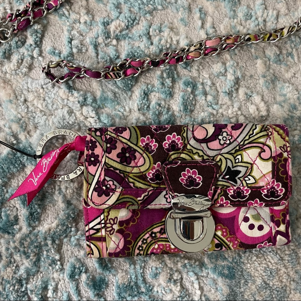 Vera Bradley Pink Paisley ID Holder with Lanyard